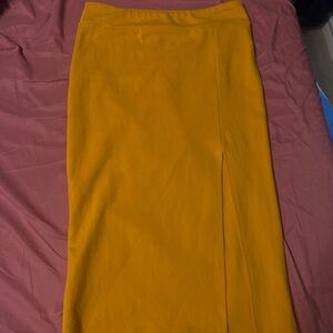 Forever 21 Mustard Yellow Midi Pencil Skirt with Slit